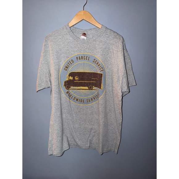 Fruit of the Loom UPS United Parcel Service Graphic T-Shirt Gray XL‎ Heavy HD